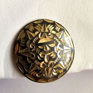 Vintage Mexico Plata clip earring single ONE aztec sun sol celestial